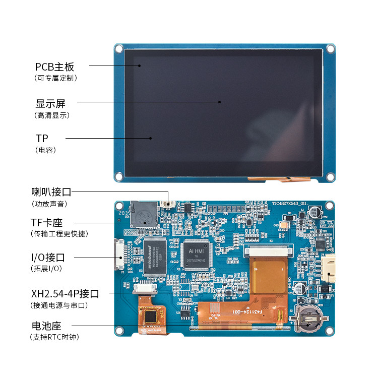 Емкостное касание 4,3 код дисплея 480x270 экрана HMI Tft Lcd дюйма свободный с изображением шрифта