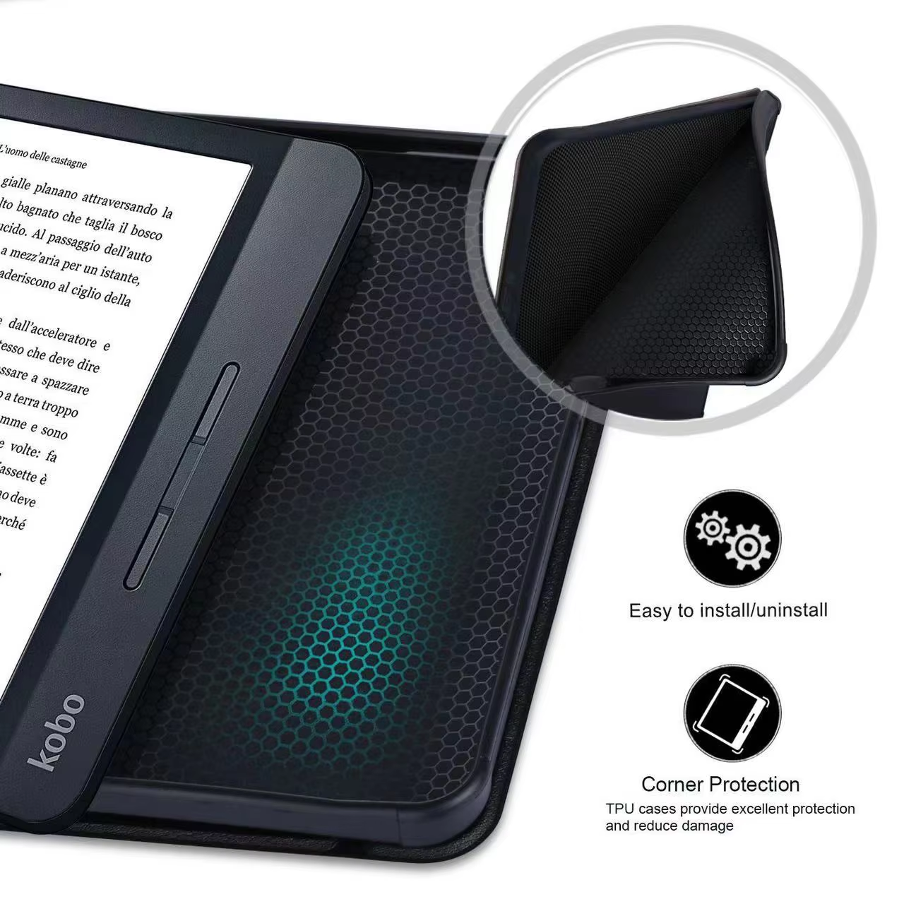Protective Case Spot PU Leather & TPU Soft Case for Kobo Forma 8inch N782 Transformers Reading & Sleeping