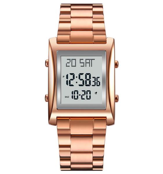 Qibla 1812 electronic waterproof stainless steel alloy business leisure Fashion Sports waterproof watch azan watch