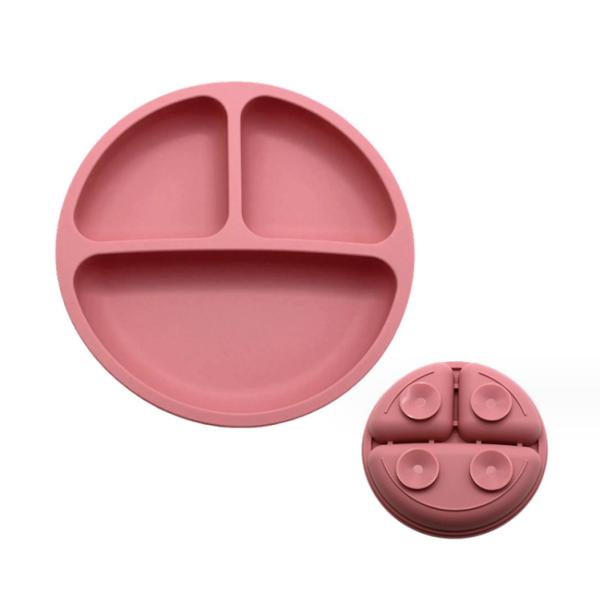 Silicone Feeding Set 3 Areas Food Grade Material Baby Bowl Plate with Suction Divided
