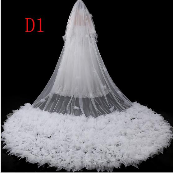 Long drag lace veil, Europe and the United States pure white bud silk yarn, around the shoulder of the beautiful long