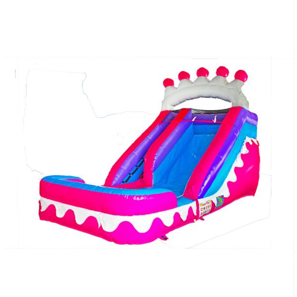 Pink Crown Inflatable Wet Dry Inflatable Slide With The Pool