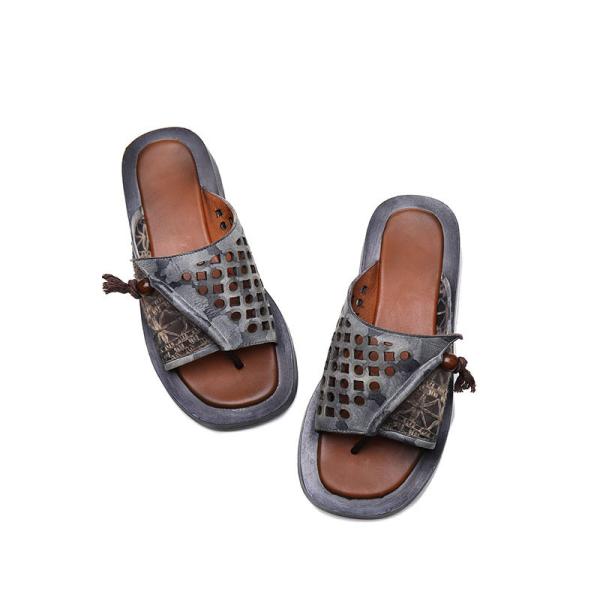 S357 Direct Selling Ins Tide Shoes 2020 New Cotton And Linen Fight Leather Flip-Flops Cool And Breathable Wedge Slippers