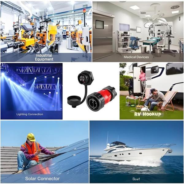 Conector impermeable de señal LP20 de 12 pines y 5A, carcasa de metal-plástico con terminales de soldadura precableados