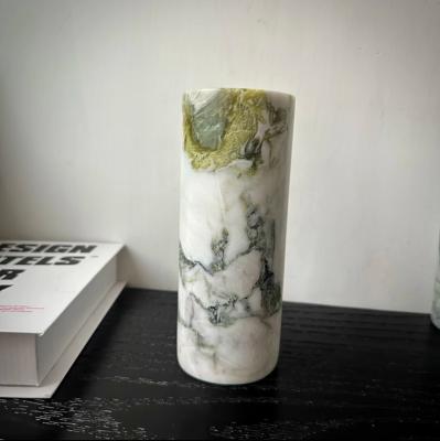 Cold Emerald Jade Stone Flower Vase Green Modern For Home Decoration