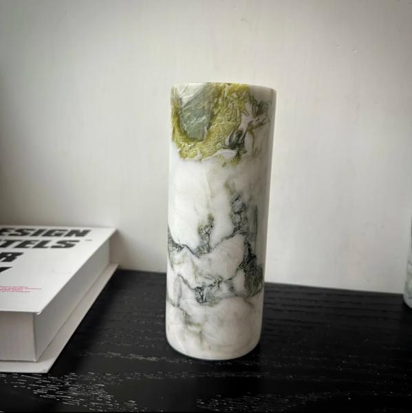 Cold Emerald Jade Stone Flower Vase Green Modern For Home Decoration