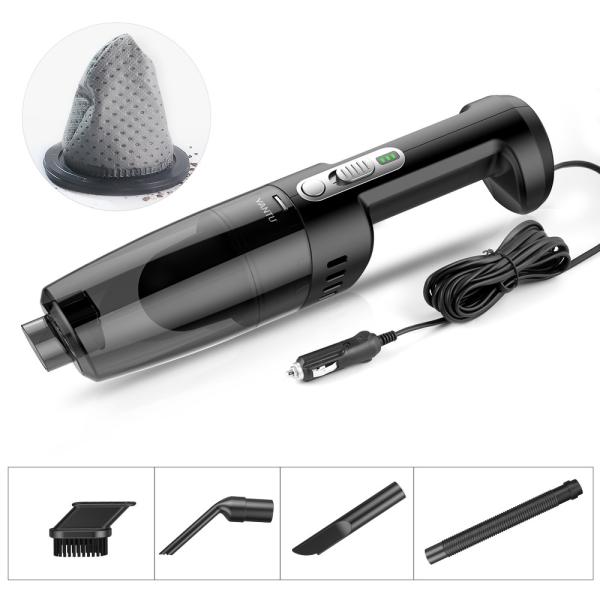 4000PA Suction Power YANTU V01 Portable Handheld Black Car Vacuum Cleaner for Car 12V