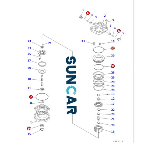 708-7T-00480 7087T00480 Swing Motor Seal Kit Fits Excavator Komatsu PC60-7