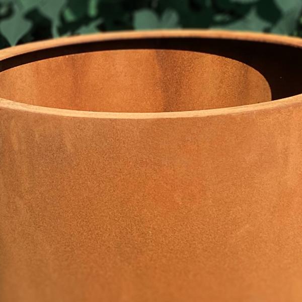 Backyard Outdoor Round Corten Steel Flower Pots Metal Planter Boxes