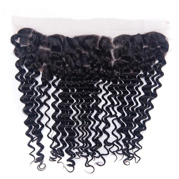 Deep Wave Peruvian 100 Remy Human Hair Weave Bundles With Frontal No Shedding