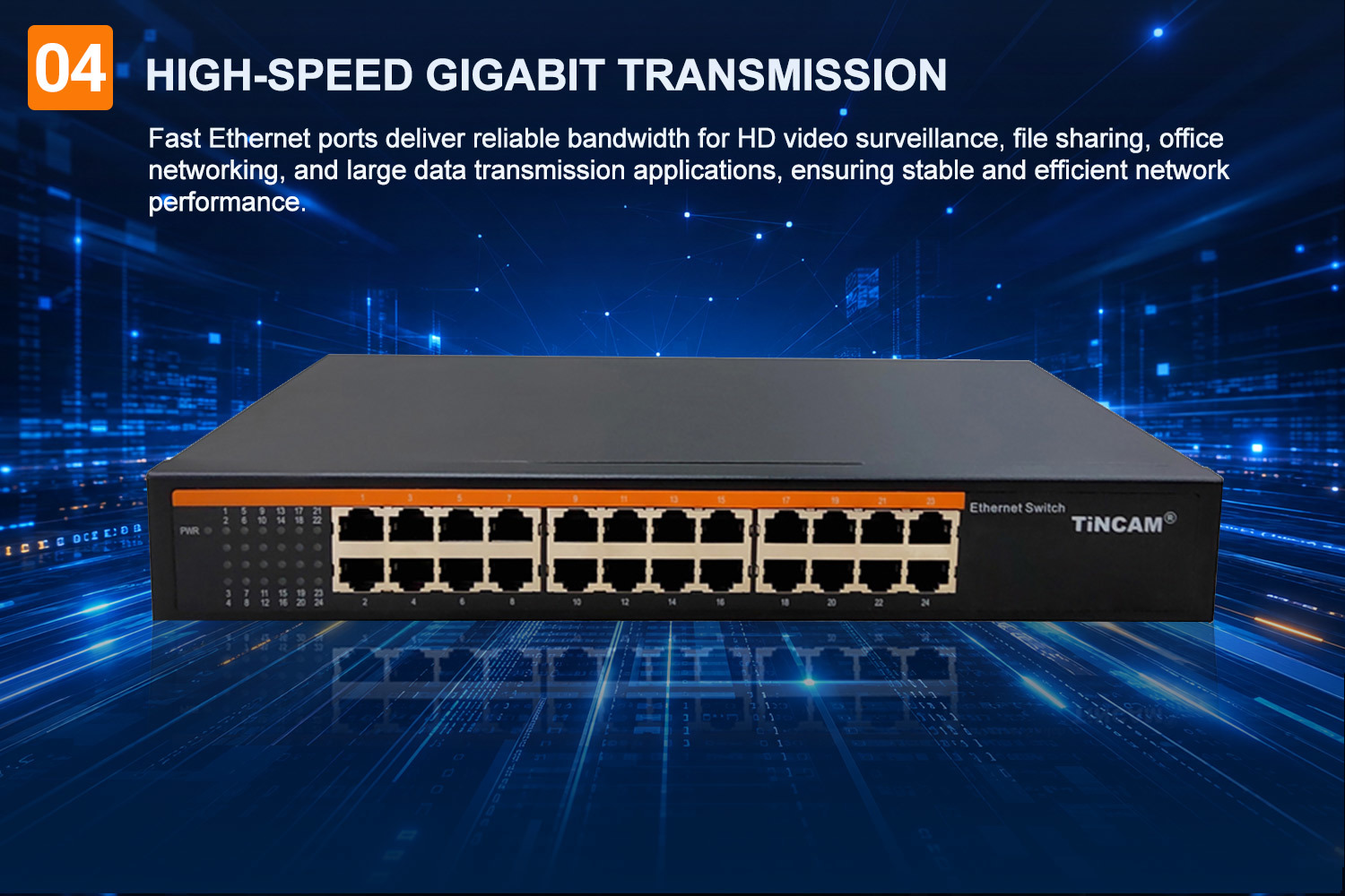 24 Port 10/100Mbps Fast Ethernet Switch Unmanaged Network Switch Rackmount/Desktop Metal Switch Internal Power Supply TBC-S4024N