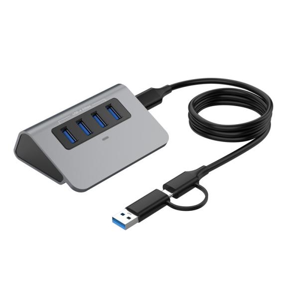 Hub de données USB 3.0 multi-ports à 4 ports, en aluminium, gris Apple