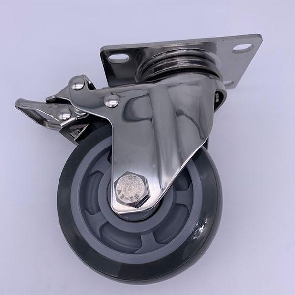 Stainless Steel Fork PU Tread Locking Caster 75mm 100kg Load