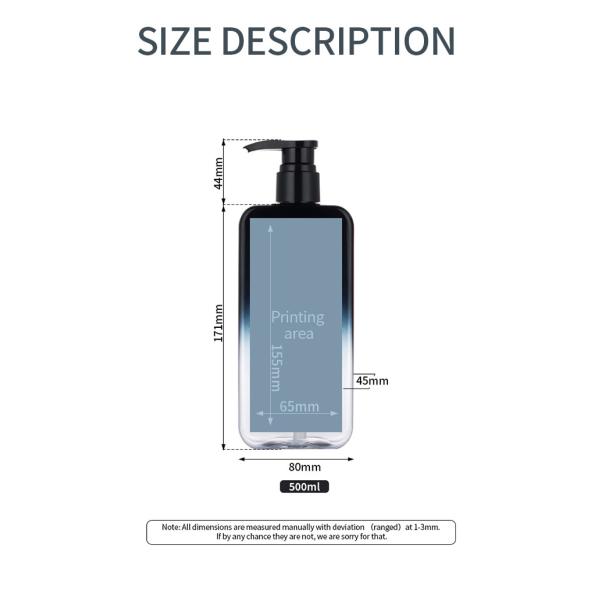 High Quality Square Gradient Black Pastel Pink Cosmetic Skincare  Custom Color Shampoo Bottle