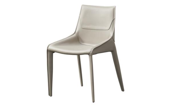 Lux Leather White Metal Italian Style Dining Chairs Comfortable