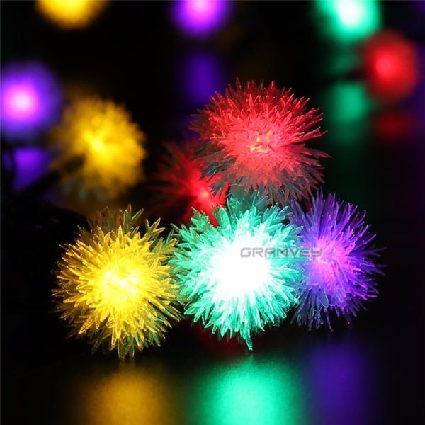 Fur Ball Snowball Solar Led String Christmas Lights , Solar Hanging Christmas Lights 4.8m 20led