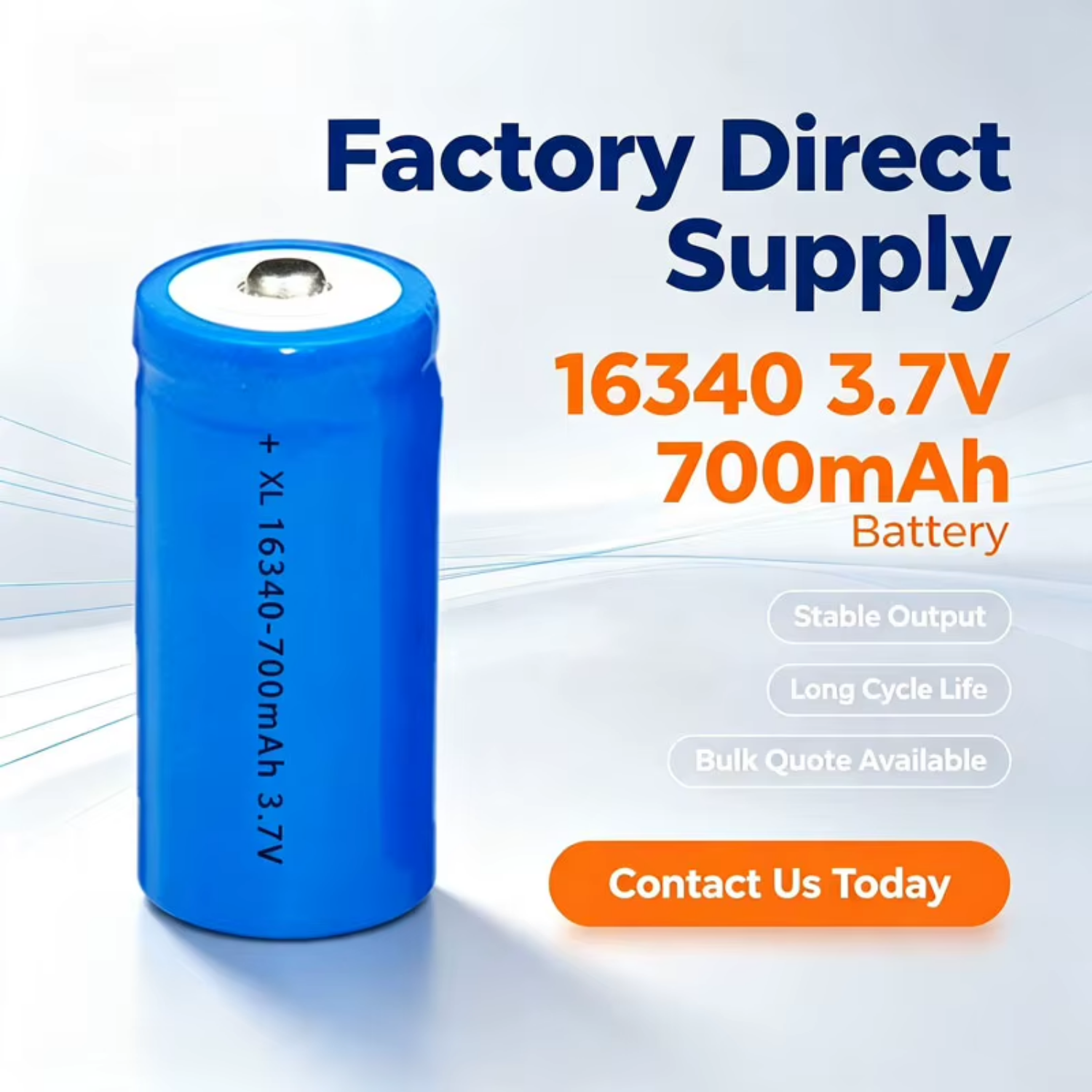 16340 700mAh 3.7V Li-ion Rechargeable Battery for Flashlight Laser Pointer