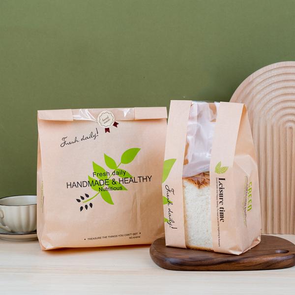 Золотая бумажная сумка с окном для домашнего хлеба