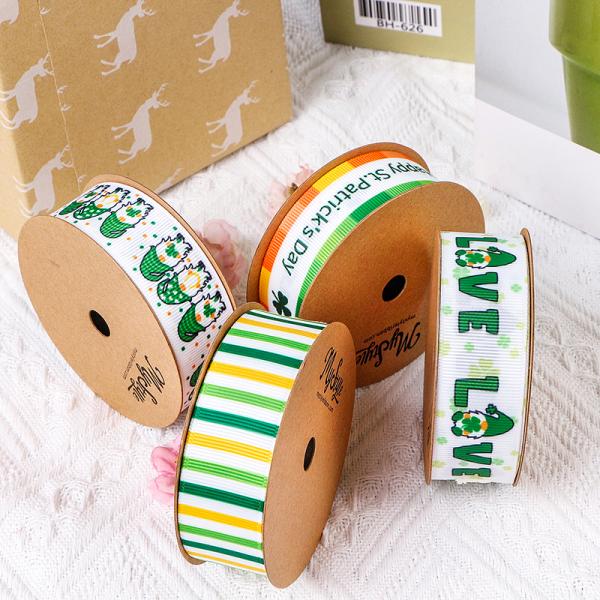 Screen Ink Printed Cotton Ribbon for Celebrations Festive Christmas Design