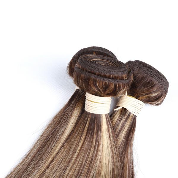 Pre-Colored Brazilian Remy Human Hair Weave Straight Color #P4/27 Piano Color Chocolate Brown