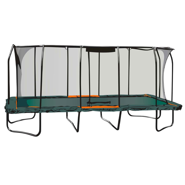 Unisex Outdoor Garden Park Fitness Elastic Bed Rectangle Trampoline with Safety Net