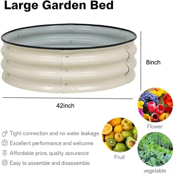 High Round Raised Garden Steel Galvanised Beds Kit 3.5Ft* 0.66Ft High Strength