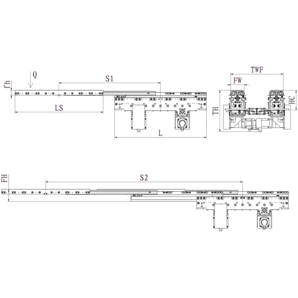 1450 X 1550 X 1650MM Pallet Telescopic Fork Double Motor Double Deep Position Fork