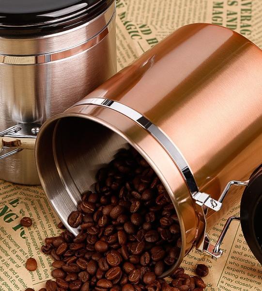 500g Stainless Steel Essential Barista Tools Coffee Airtight Canister With Co2 Valve And Spoon