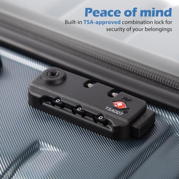 Maleta PC ABS TSA bagagem 3 peças Conjunto de fechadura giratório Carregar (azul azul)