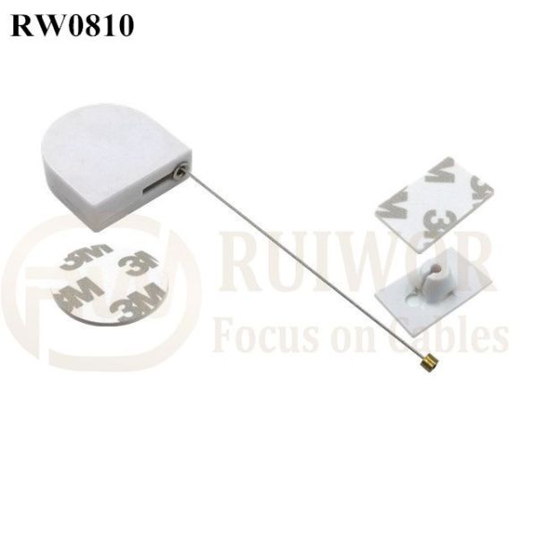 RW0810 D-Shaped Micro Retractable Tether Plus 25X15mm Rectangular Adhesive ABS Plate