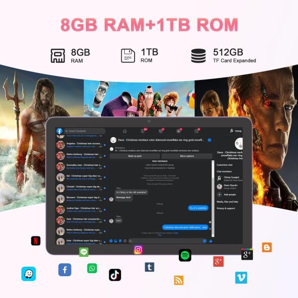 C アイデア 5G タブレット デュアルカメラ 10 インチ タブレット PC 教育用 CM8300プラス 紫