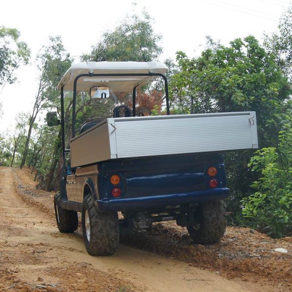 Blue Electric Utility Carts Built with High Frequency 48v 3.7kwRegulators and Curtis Controllers for Smooth Driving Experience