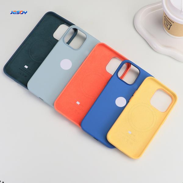 Official With Logo Magnetic Liquid Silicon Mobile Cover Soft Microfiber for iPhone