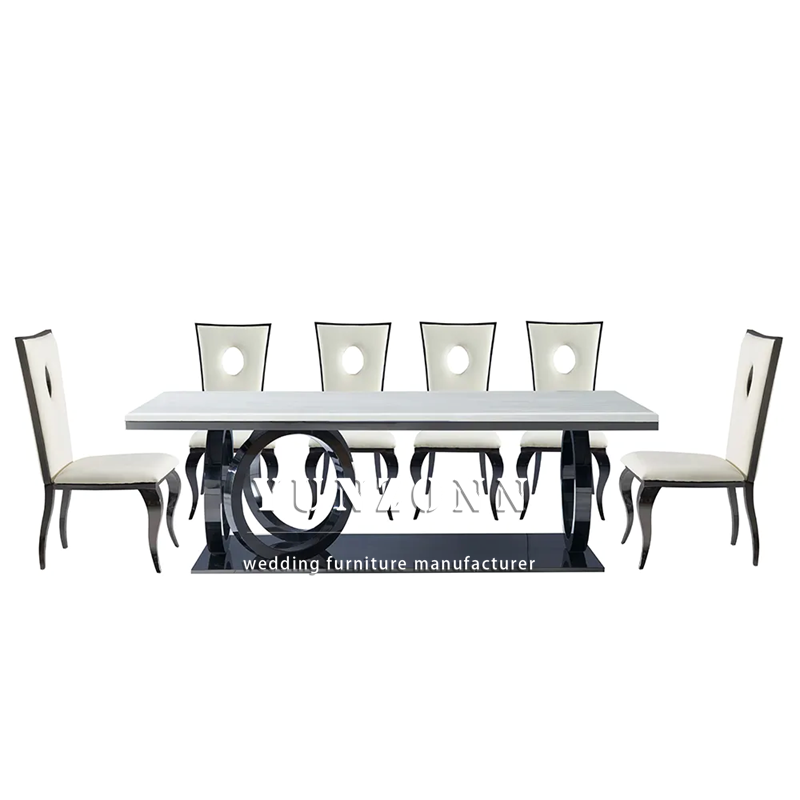 Modern Luxury Gold Legs Rectangular Dining Decor Glass Tables Set Stainless Steel Tables for Events Wedding Banquet Decorations