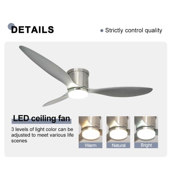 Ventilador de teto LED controlado remotamente para design de escritório doméstico moderno e espaços de teto baixo