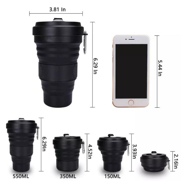 OEM Logo 550ML Colorful Collapsible Silicone Coffee Cup
