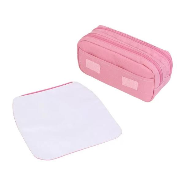 Double Layer Sublimation Pencil Case Blank DIY Custom Polyester Sublimation Makeup Bag For Women