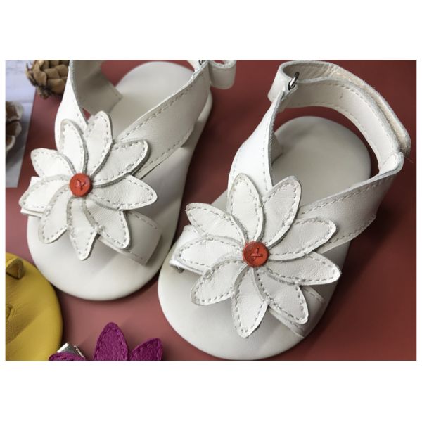 Toddler Baby First Layer Cowhide Daisy Flower Sandals