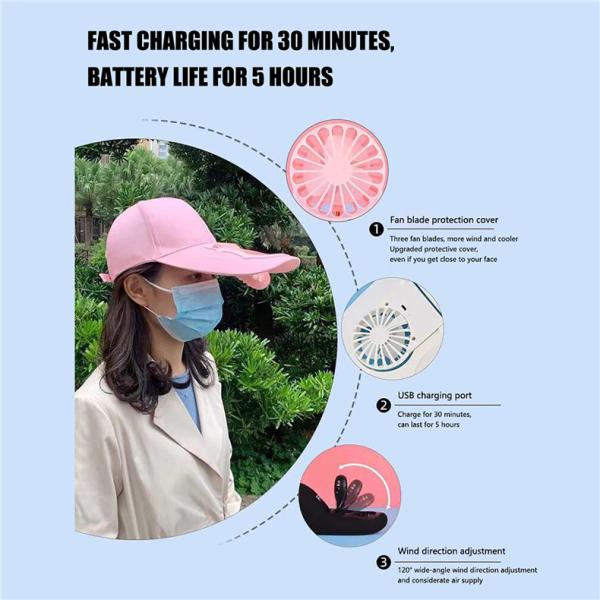 Wholesale Price Portable USB Charging Fan Hat Unisex Adjustable Summer Sports Baseball Hats UV Protect Visors Mini Cooler Fan