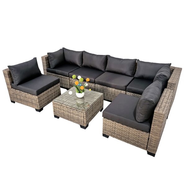 Wholesale Sectional Sofa Garden Corner Set Factory Hot Sale Customizable Outdoor Rattan Sofa