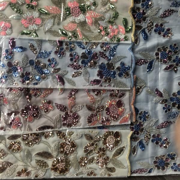 Easily Customizable Luxury 3D Flowers Beaded Embroidery Lace Fabric New Design Lace for Party Dress Women's Dress