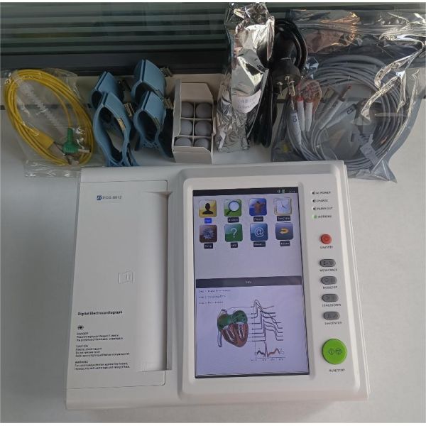 Medical Electrocardiogram Printer Software Touch Screen Laptop with Channels Leads ECG Power Source Electric Material