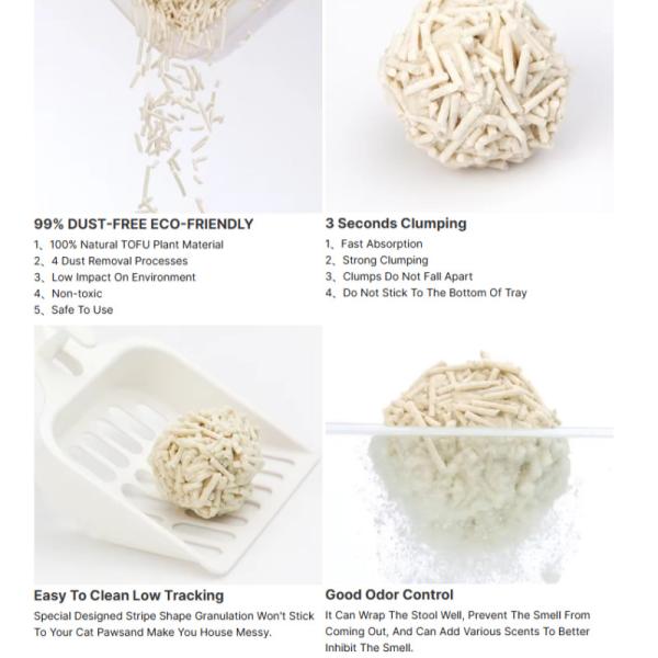 OEM Premium Easy Clean Plant Degradable Tofu Cat Litter fuerte aglomeración