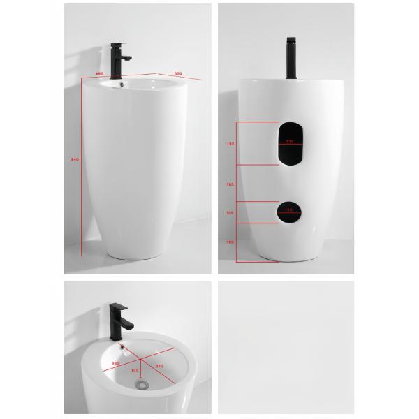 Unique One Piece Ceramic Sanitary Wares Pedestal Round Basin with Cleaning Advantages