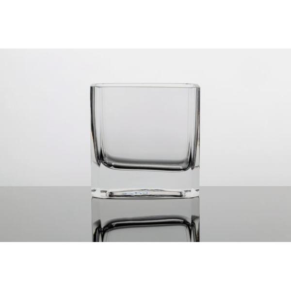 Hand Blown Home Decoration Glass 4 Inch Height Mini Rectangular Clear Glass Vase