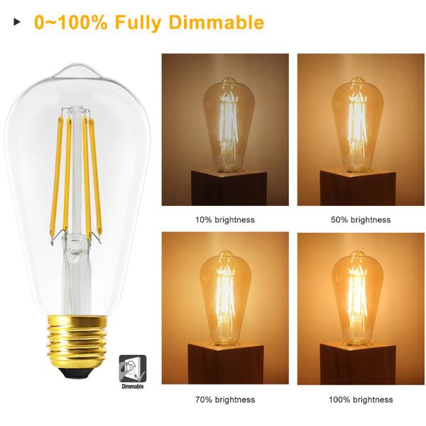 электрические лампочки 1050lm нити шарика 8W ST64 E27 Dimmable Edison декоративные