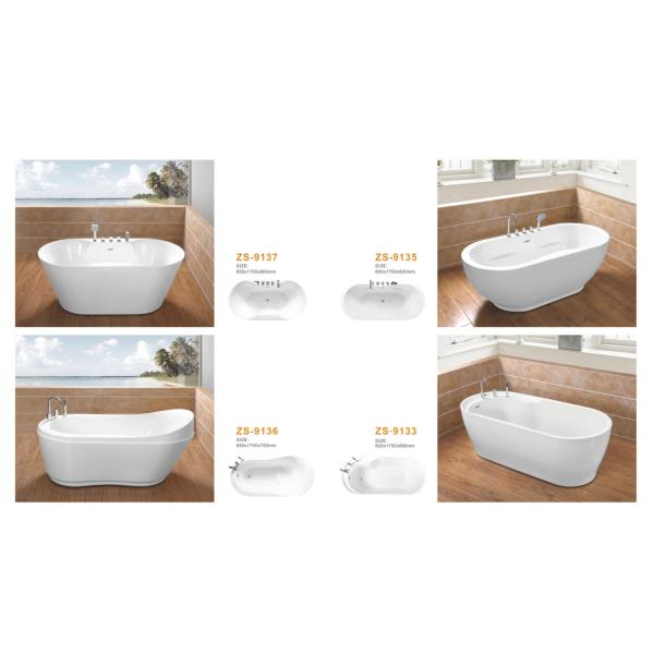 Various Size Acrylic Massage Bathtub / Acrylic Freestanding Tub White Color