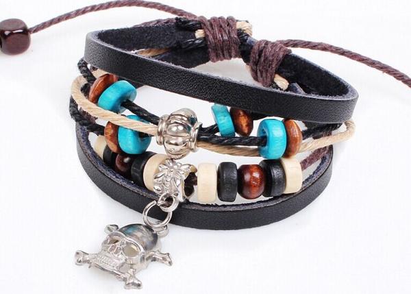 Skull beaded bracelet punk bracelet leather bracelet Caribbean-style Halloween Halloween