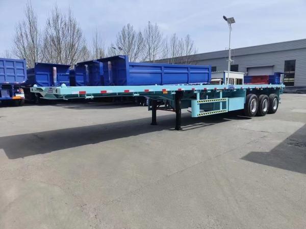3 Axle 20 FT 40 FT Container Cargo Transport Heavy Duty Flatbed Truck Semi Trailer