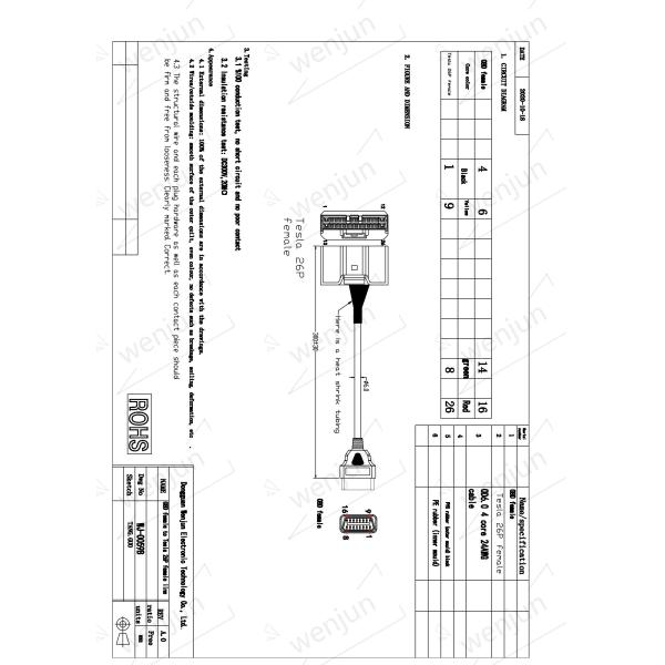 Câble diagnostique 26 compatibles Pin Female du connecteur OBD2 de voiture